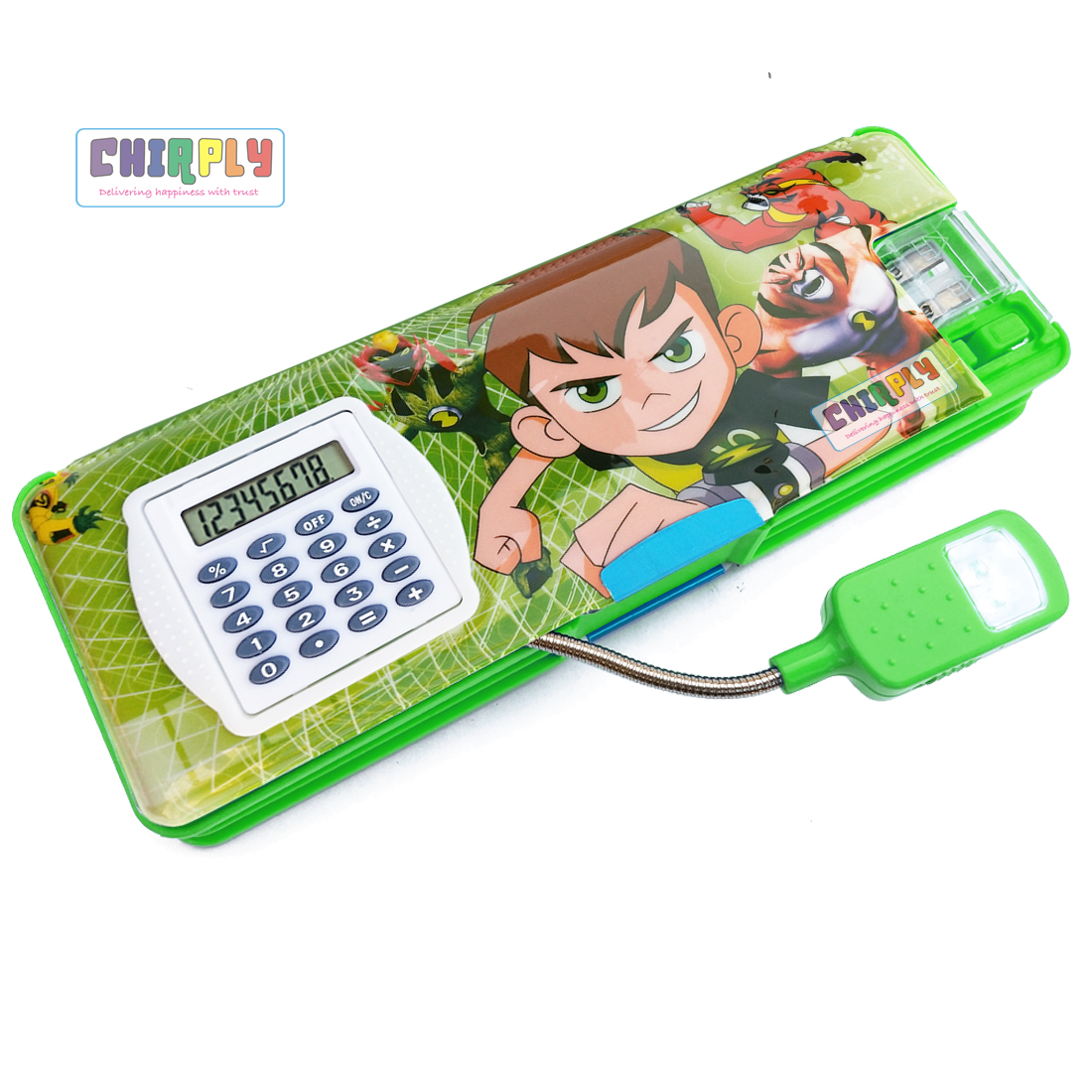 CHIRPLY School Pencil Box with Calculator and LED Light as Kids Toys